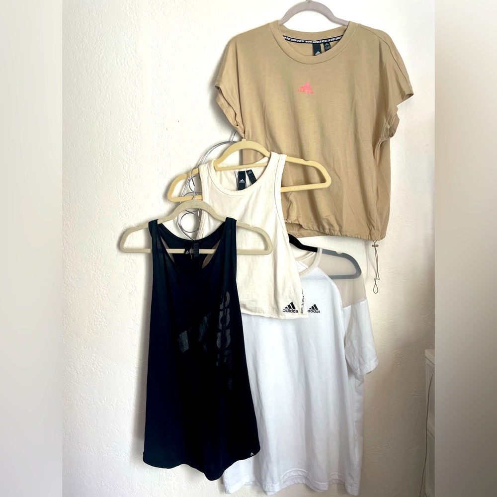 LOT OF 4 ADIDAS TEES + TANKS